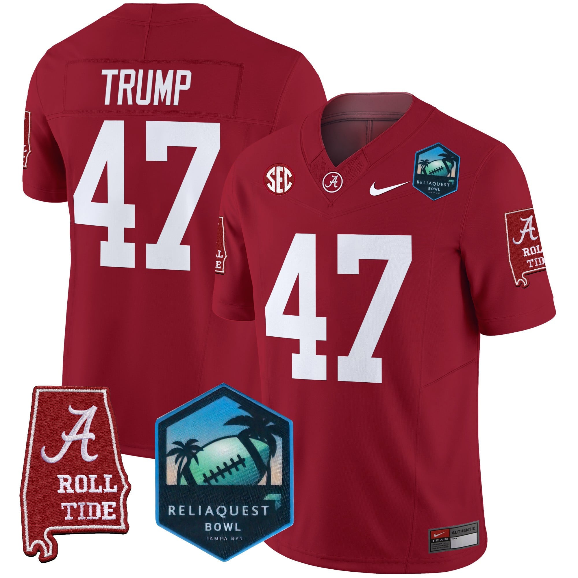 Men's Alabama Crimson Tide 2025 ReliaQuest Bowl Patch Vapor Limited Jersey - All Stitched