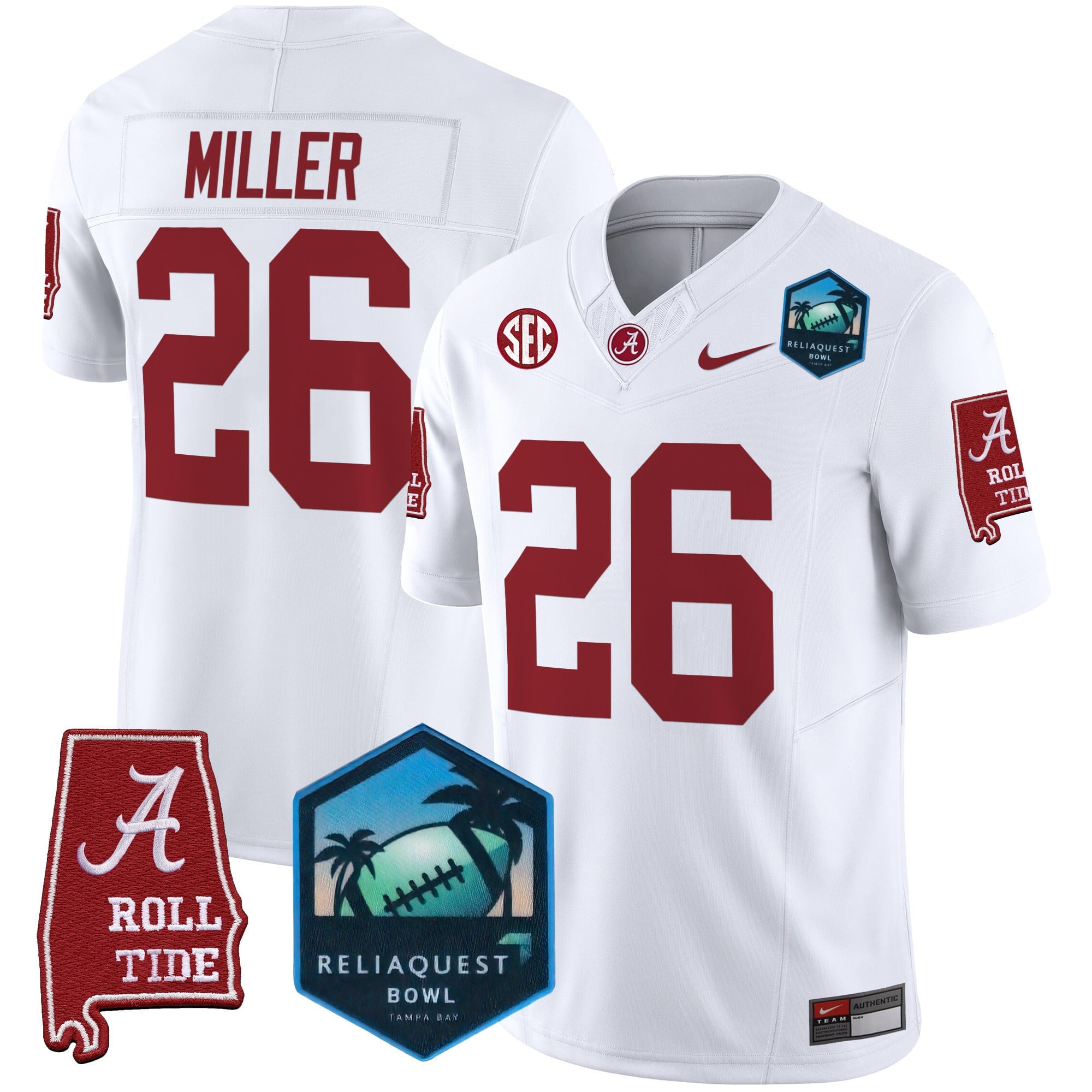 Men's Alabama Crimson Tide 2025 ReliaQuest Bowl Patch Vapor Limited Jersey - All Stitched