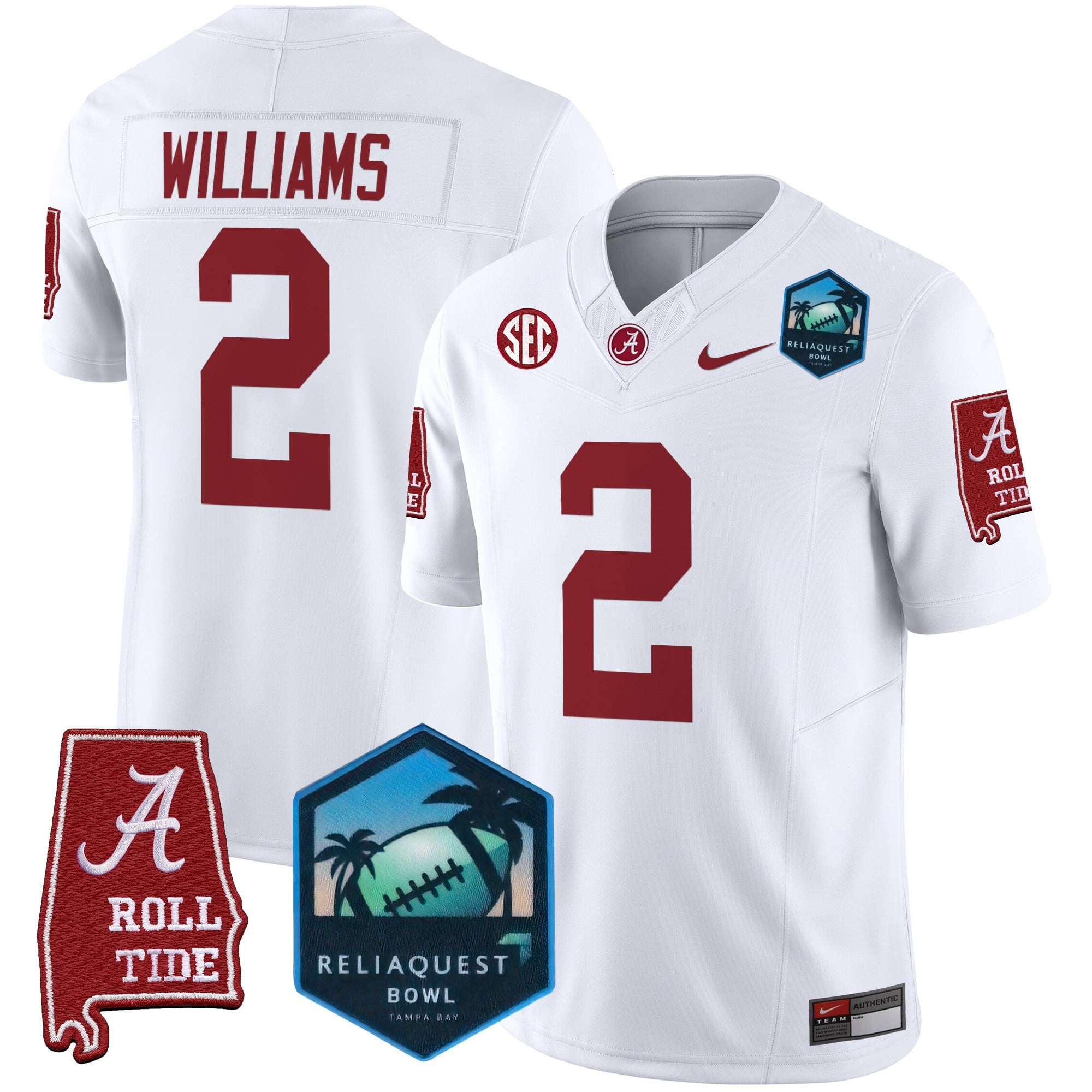 Men's Alabama Crimson Tide 2025 ReliaQuest Bowl Patch Vapor Limited Jersey - All Stitched