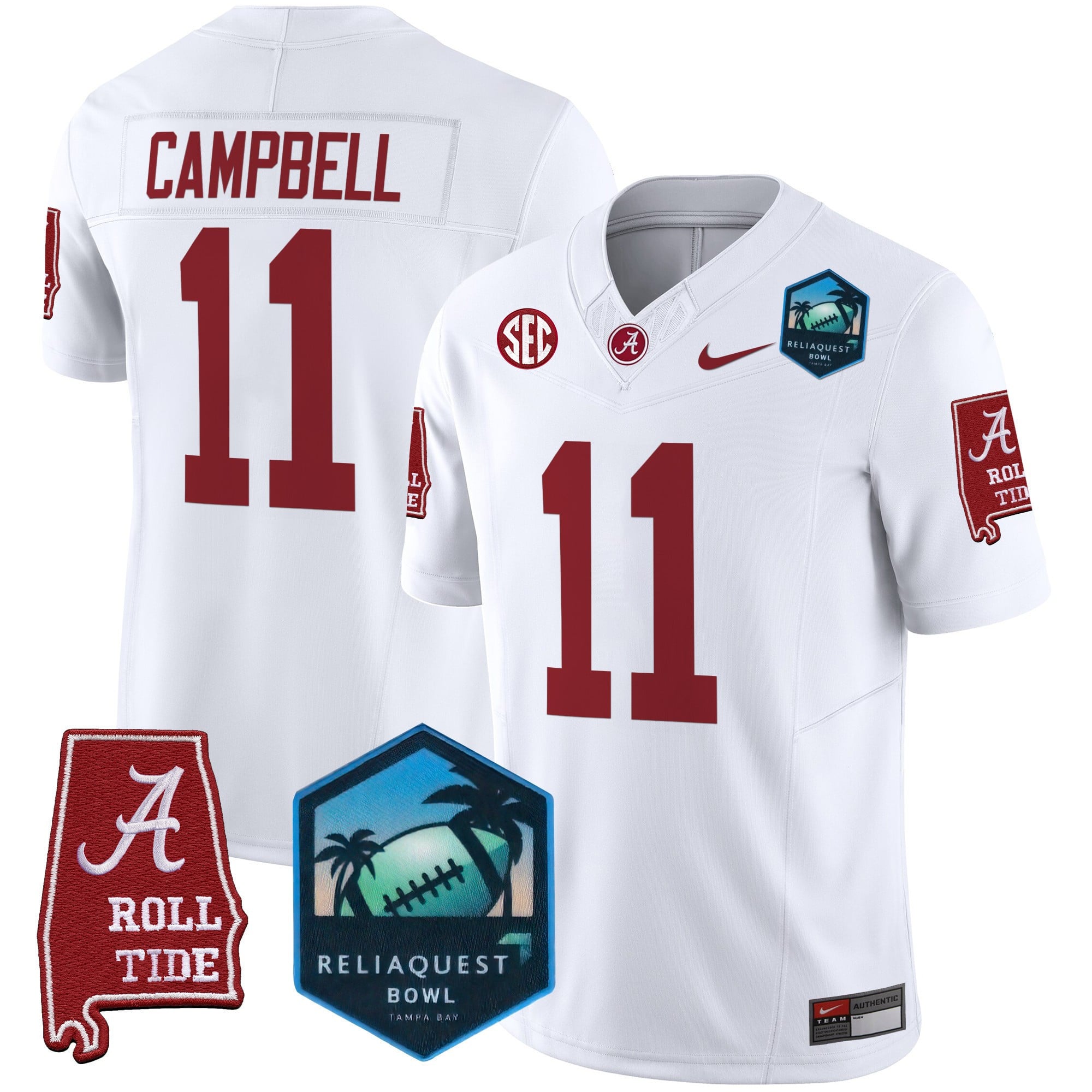 Men's Alabama Crimson Tide 2025 ReliaQuest Bowl Patch Vapor Limited Jersey - All Stitched