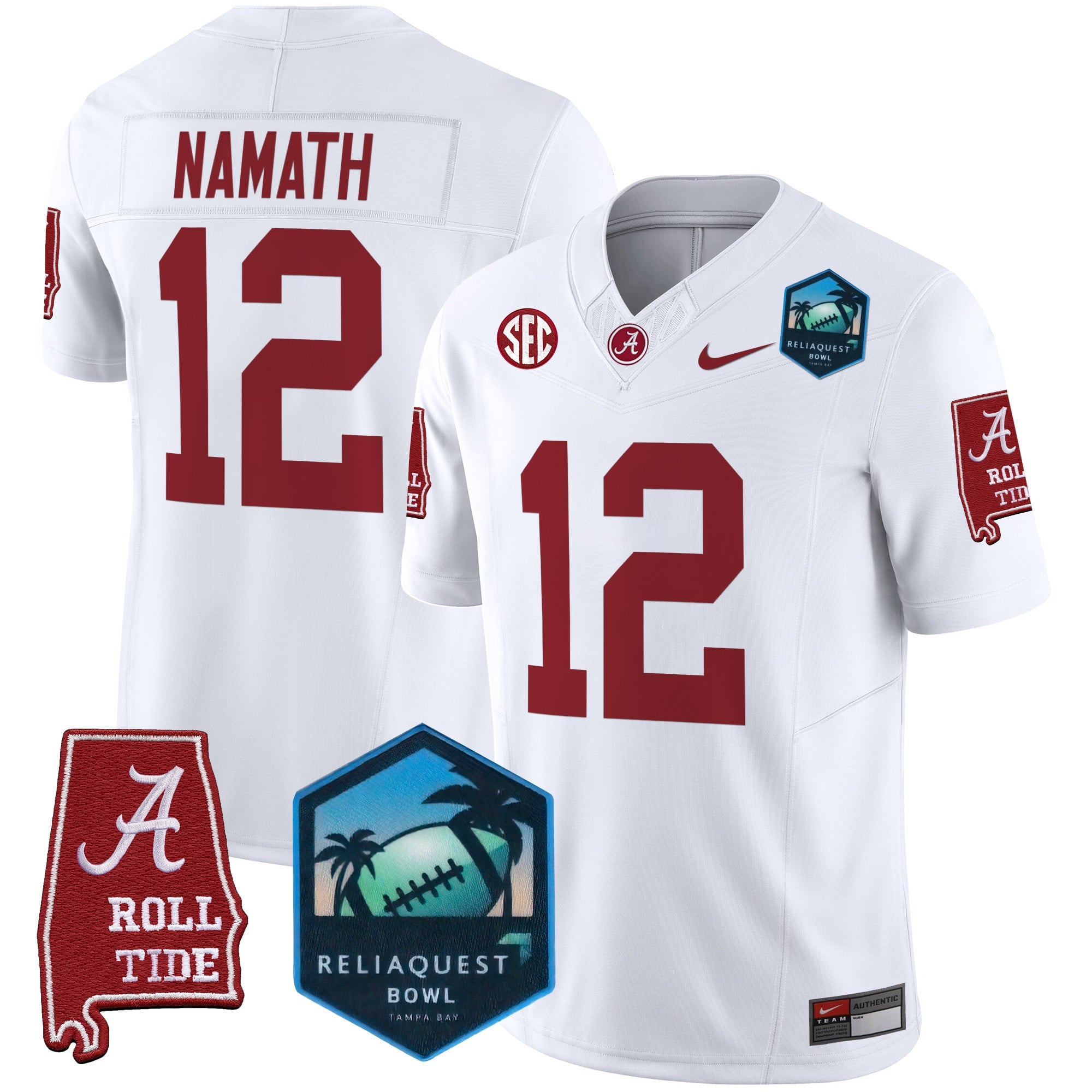 Men's Alabama Crimson Tide 2025 ReliaQuest Bowl Patch Vapor Limited Jersey - All Stitched