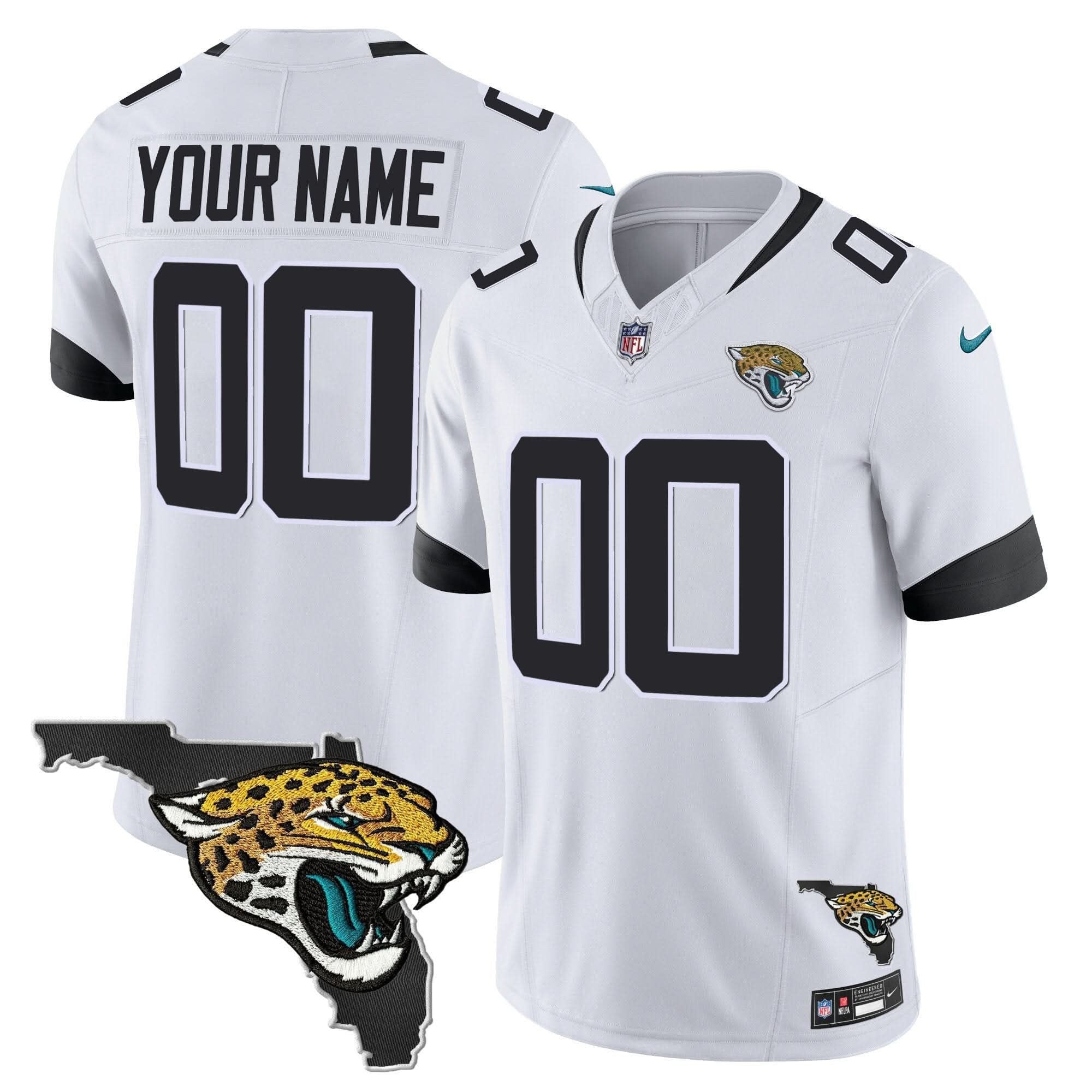 Jacksonville Jaguars Florida Patch Vapor Custom Jersey - All Stitched